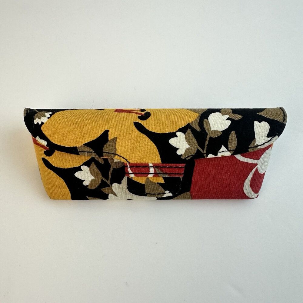 Vera Bradley Bittersweet Eyeglasses Hard Case Floral Houndstooth Red Yellow